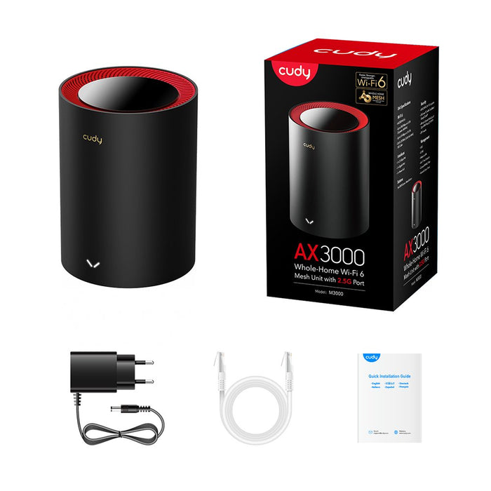 EAN 6971690792947 - Cudy M3000 Doble banda (2,4 GHz / 5 GHz) Wi-Fi 6 (802.11ax) Negro, Rojo 1 Interno imagen 4