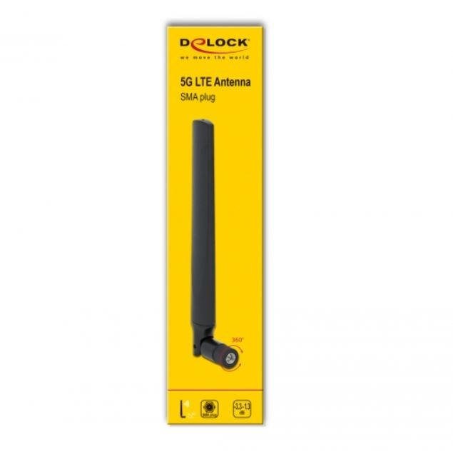 Delock 5g Lte Antenne Sma Stecker -3.3-1.3dbi Omnidirektional Mit Kippgelenk Schwarz