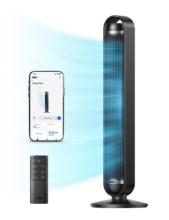 Dreo - Tower Fan Wifi 611s, 9 Speeds, 4 Modes, 106cm - Smart