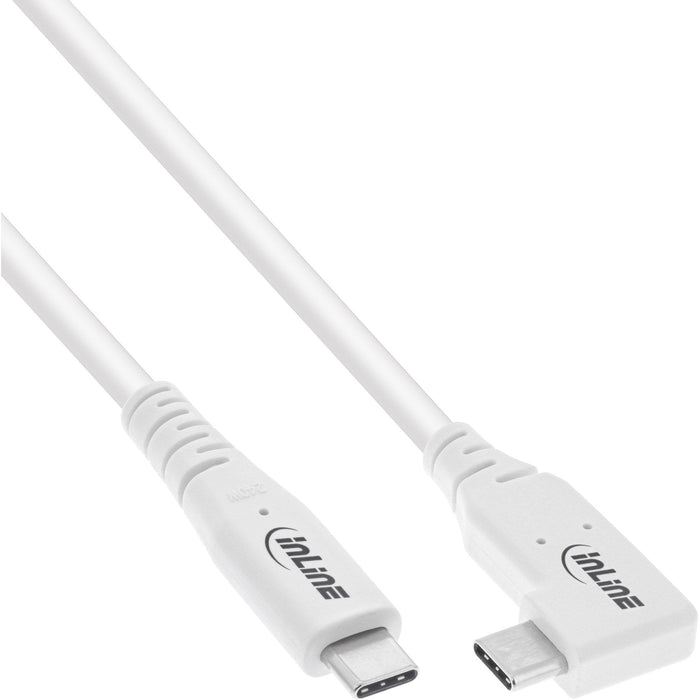 Inline Usb4 Cable, Usb Type-C, One Side Angled, Pd 240w, 8k60hz, Tpe White, 1.5m
