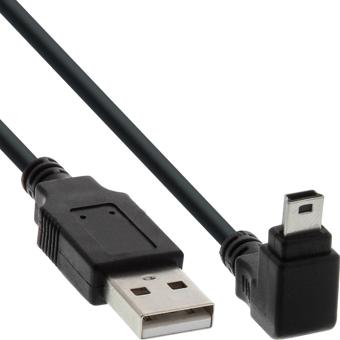 Inline Usb Tipo A Macho A Mini-Usb Macho 5 Pines Hacia Abajo En Ángulo De 90° Negro 0,3 M