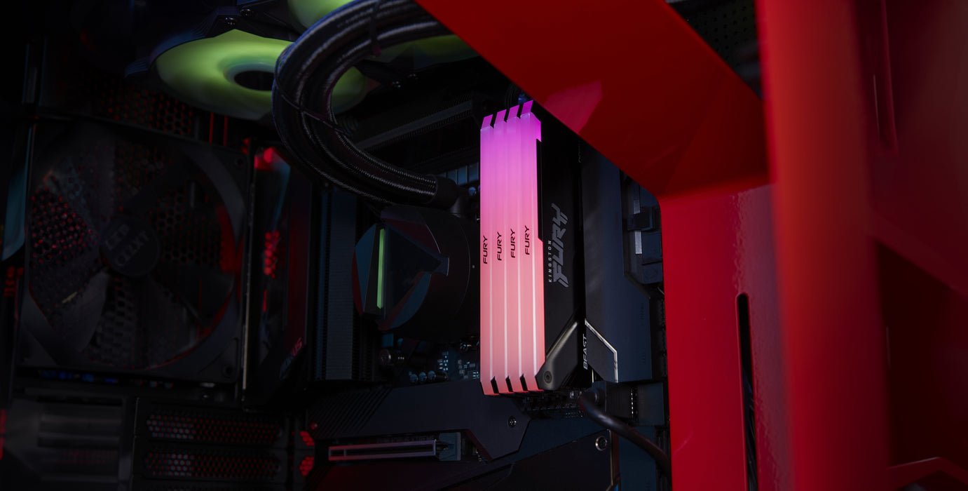 Memoria  Kingston Fury Dimm Ddr4 32 Gb 3200 (4x 8 Gb) Kf432c16bb2ak4/32, Beast Rgb, Intel Xmp Kf432c16bb2ak4/32 Negro