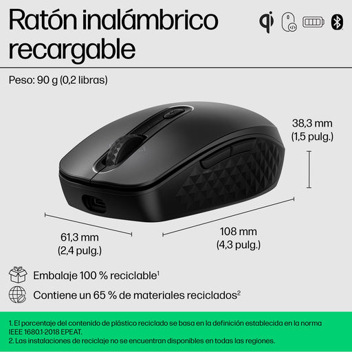EAN 5715063525555 - HP 695 Qi-Charging Wireless Mouse ratón Oficina Ambidextro Bluetooth 4000 DPI imagen 2