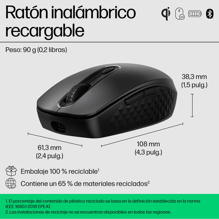 EAN 5715063525555 - HP 695 Qi-Charging Wireless Mouse ratón Oficina Ambidextro Bluetooth 4000 DPI imagen 2