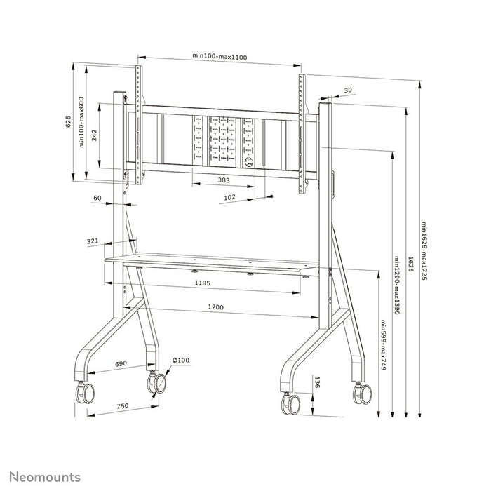EAN 8717371443092 - Neomounts FL50-575BL1 mueble y soporte para dispositivo multimedia Negro Carro/soporte de suelo con rueda imagen 19