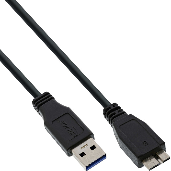 Inline Usb 3.0 Cable Tipo A Macho A Micro B Macho Negro 0.5m