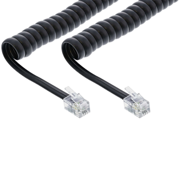 Cable En Espiral Inline Rj10 Macho A Macho Negro Hasta 4 M