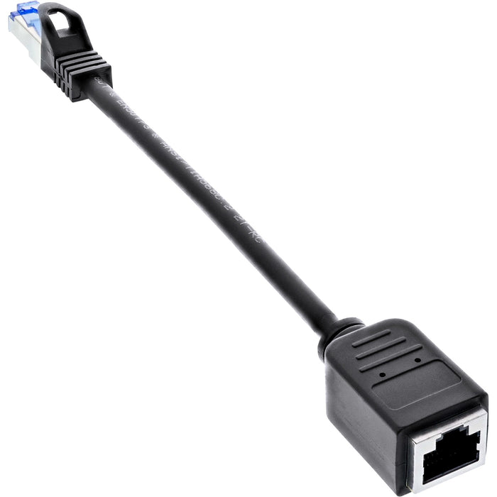 Extensión De Cable De Red  Inline, Protector Rj45, S/Ftp (Pimf), Cat.6a, Libre De Halógenos, Cobre, Negro, 0,2 M