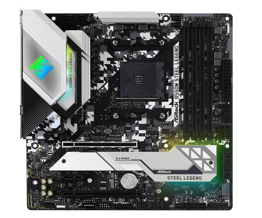 Placa Base Asrock B550m Steel Legend, Amd, Zócalo Am4, Amd Ryzen, Ddr4-Sdram, Dimm, 2133,2400,2667,2933,3200,3466,3600,3733,3800,3866,4000,4133,4200,4266,4333,4400,4466,4533 Mhz