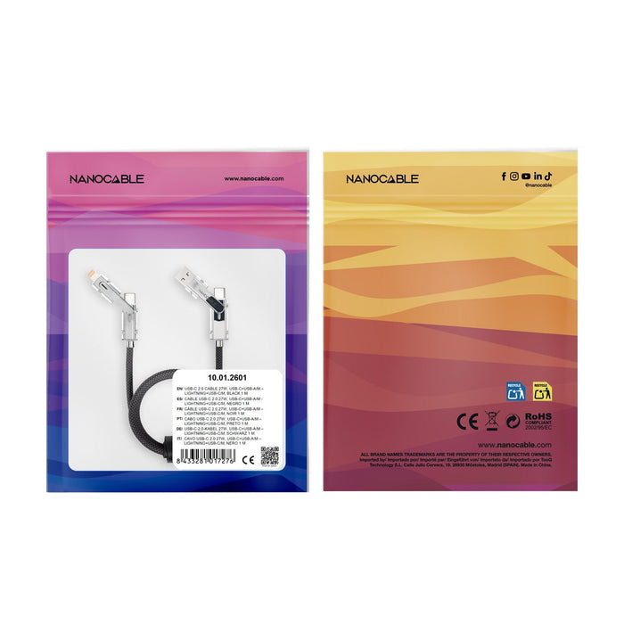 Cable Usb-C+Usb-A/M - Lightning+Usb-C/M 2.0 27w 2m