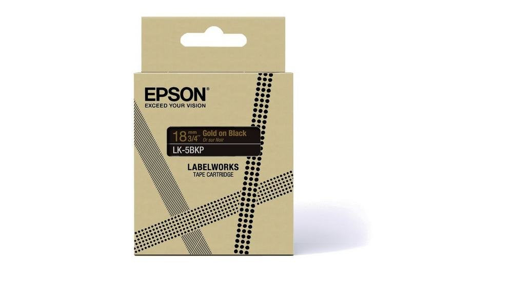 Epson Labelworks Lk-5bkp - Metálico - Dorado A Negro - Rollo (1,8 Cm X 9 M)