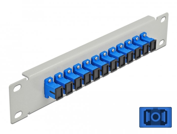 Delock 10" Patch Panel De Fibra Óptica 12 Puertos Sc Simplex Azul 1 U Gris