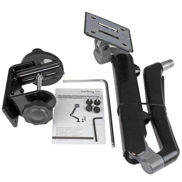 Startech.Com Brazo Soporte Articulado Delgado Con Gestión De Cableado Para Monitor Montaje En Escritorio U Ojal De Perforación Kit De Montaje Brazo Ajustable Para Pantalla Lcd Plástico Acero Negro Tamaño De Pantalla: 12"-34" Montable En E