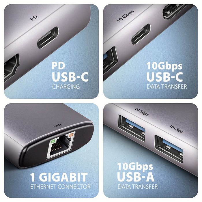 EAN 8595247908056 - Axagon HMC-6G2L base para portátil y replicador de puertos Alámbrico USB 3.2 Gen 2 (3.1 Gen 2) Type-C Alu imagen 3