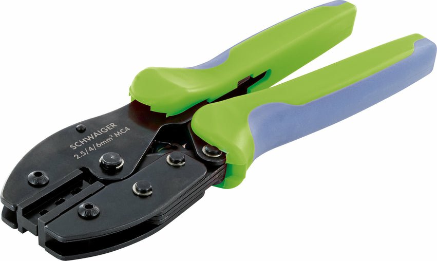 EAN 4004005043310 - Schwaiger SOZG0100 crimpadora Herramienta para prensar Negro, Azul, Verde imagen 1