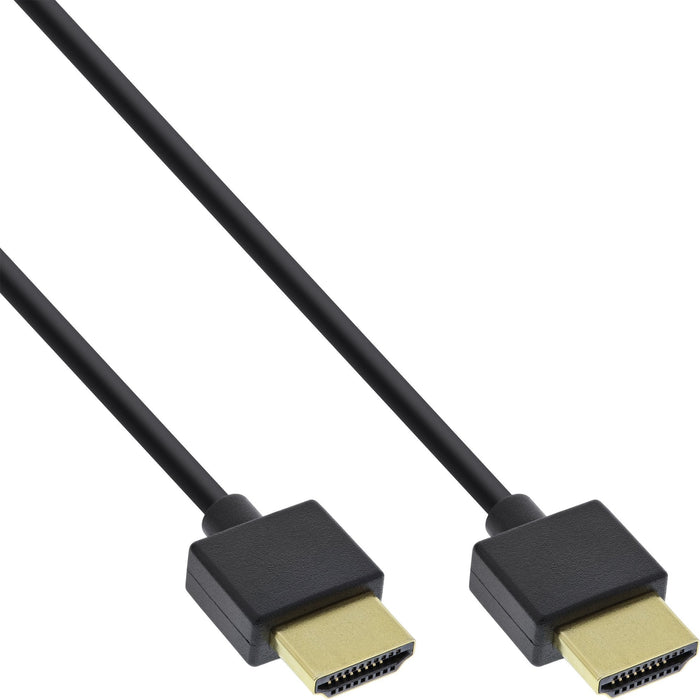 Cable Hdmi De Inline Con Ethernet Tipo A A A Macho Súper Delgado Negro / Dorado 1,8 M