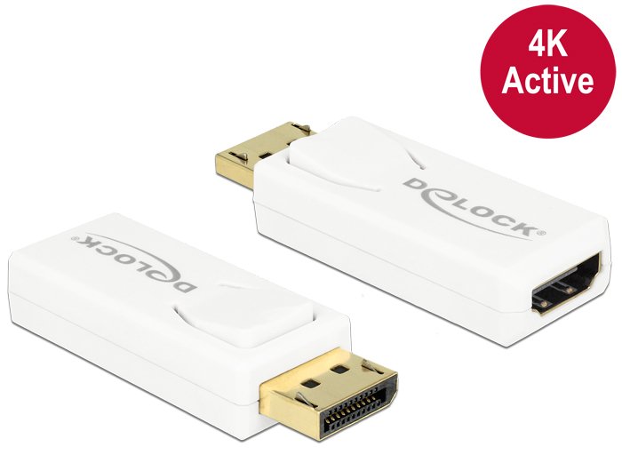 Delock Adaptador Displayport 1.2 Macho  Hdmi Hembra 4k Activo Blanco
