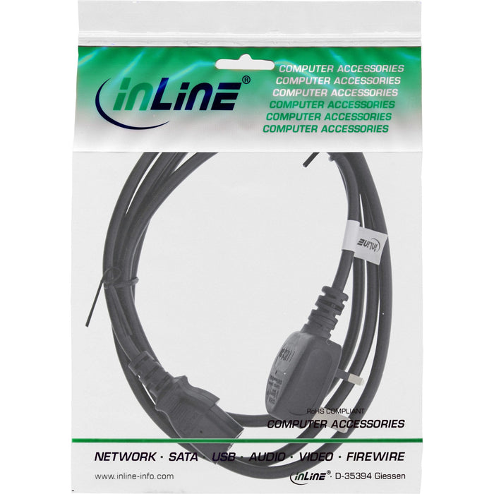 Cable De Alimentación Inline Enchufe Reino Unido/Inglaterra A 3 Pines Iec C13, Negro, 5 M