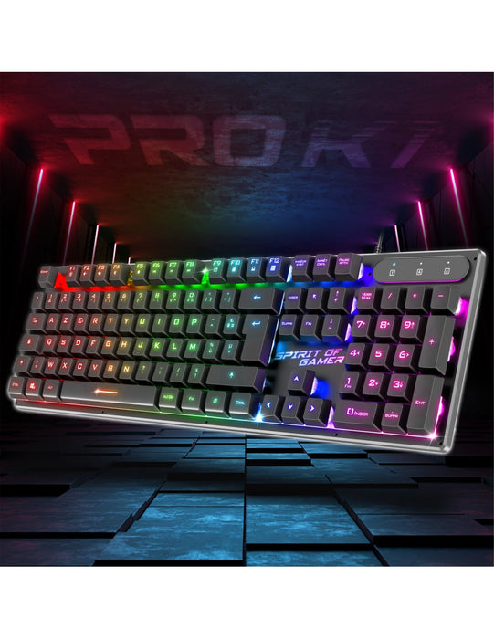 Teclado Con Cable Gamer Spirit Of Gamer Pro-K1 Rgb (Negro)