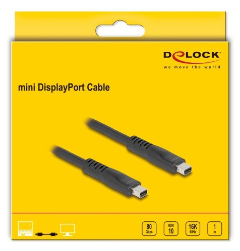 Delock Mini Displayport Cable 16k 60 Hz 80 Gbps 1 M