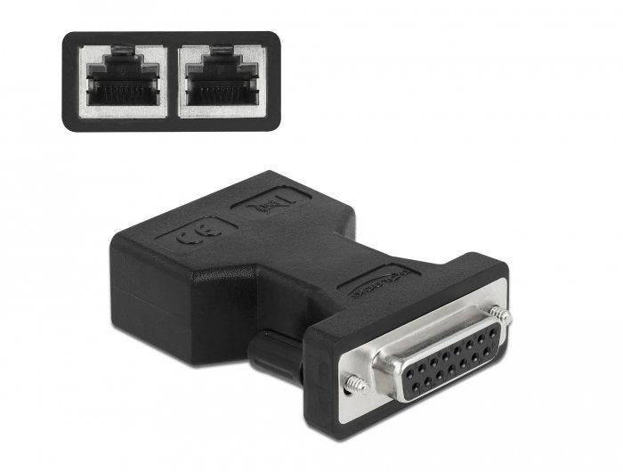 Delock Adaptador De D-Sub 15 Pin Hembra A 2 X Rj45 Hembra