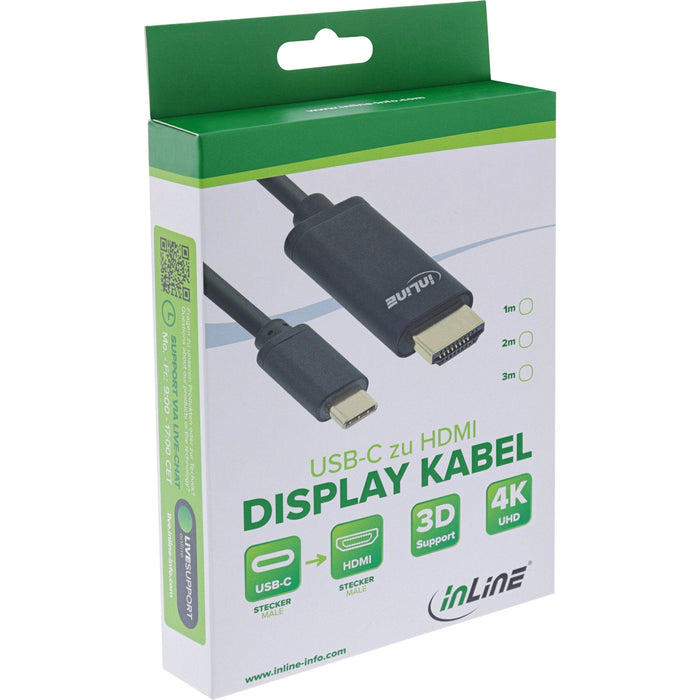 Adaptador Usb Inline, Usb Tipo C Macho A Hdmi Macho (Modo Alternativo Dp), 4k2k, Negro, 1 M