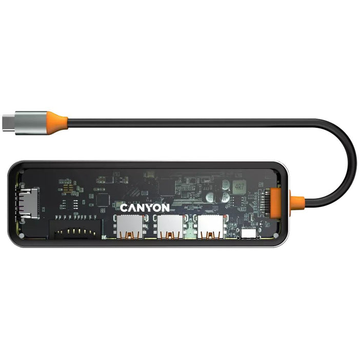 Canyon Hub Ds-13 7en1 4k Usb-C Transparente Gris Espacio