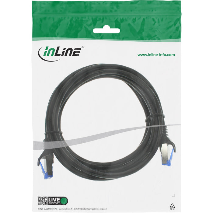 Cable De Red Inline, Cat.6a, S/Ftp, Pe Exterior, Negro, 1,5 M