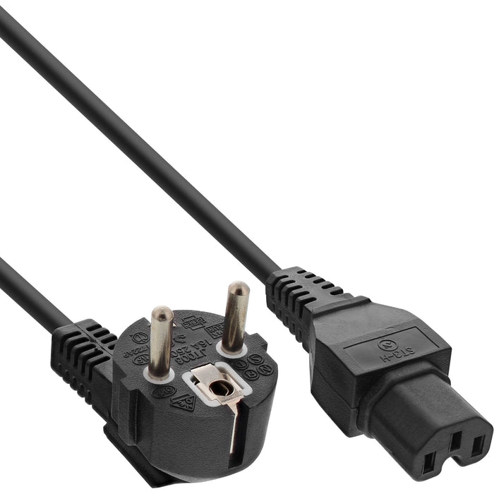 Pack 25 Pcs. Inline® Power Cable Type F German Angled A C15 Straight 1.8m Black