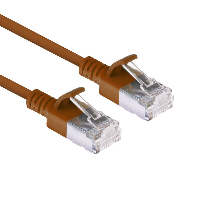 Marrón 5 Meter Lszh U Ftp Cat6a Datacenter Slimline Patch Cable Snagless With Rj45 Connectors