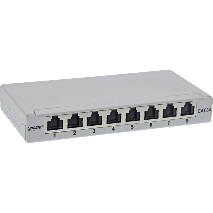 Inline® Patch Panel Cat.6a 0.5u 8-Port, For Table/Wall/Rail, With Dust Projoection, Gris