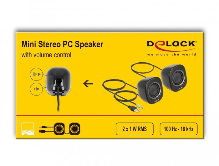 Altavoz  Delock 27002 Negro, Gris Alámbrico 2 W