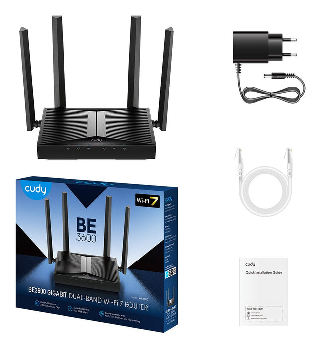 EAN 6971690793517 - Cudy WR3600 router inalámbrico Gigabit Ethernet Doble banda (2,4 GHz / 5 GHz) Negro imagen 3