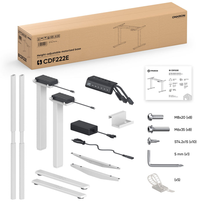 Onkron Cdf222e-W Estructura Regulable Para Escritorio Eléctrico 2 Pata(S) Blanco