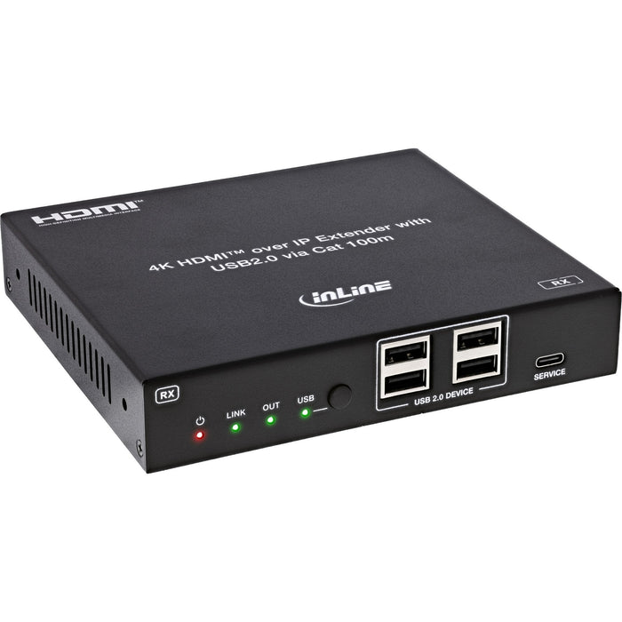 Kvm Extender Sobre Ip, Hdmi, 4k60hz, 4 Usb 2.0,100m, Receptor Inline