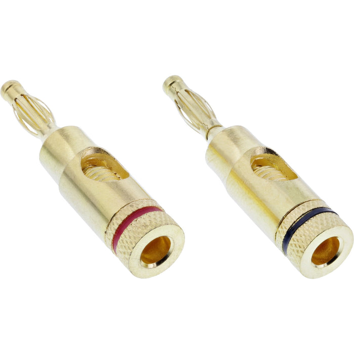 Inline Bana Plug Tornillo Versión Metal Dorado 1x Rojo 1x Negro