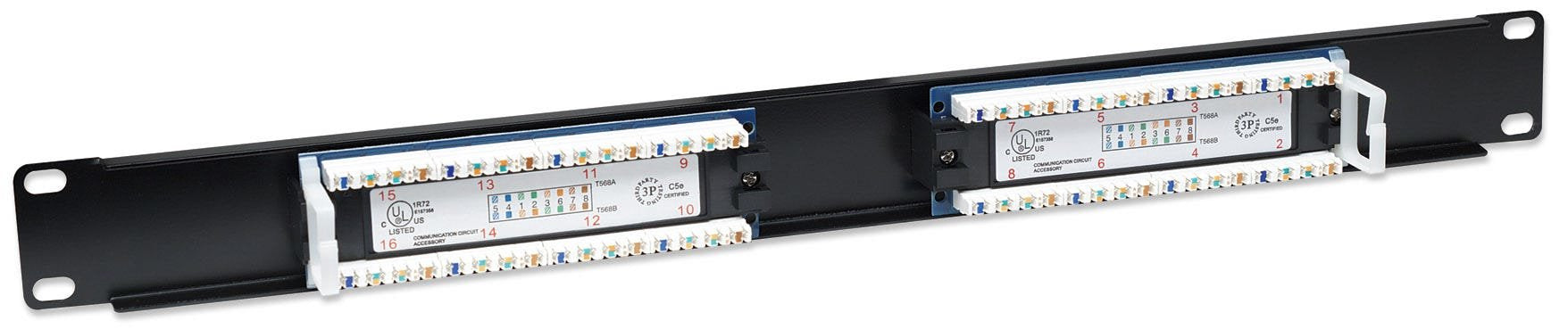 Patchpanel Intellinet, 19 ", Cat5e, 16 Puertos, Utp, 1u, Negro
