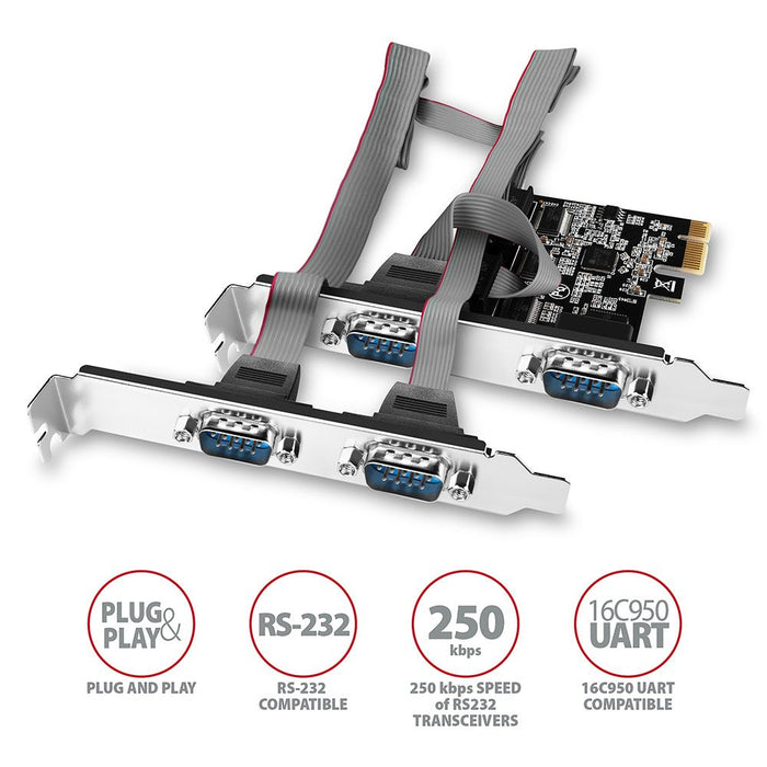 EAN 8595247905413 - Axagon PCEA-PSN PCIe-Adapter mit 4x Seriell-Ports - ASIX AX99100 Chipsatz tarjeta y adaptador de interfaz imagen 2