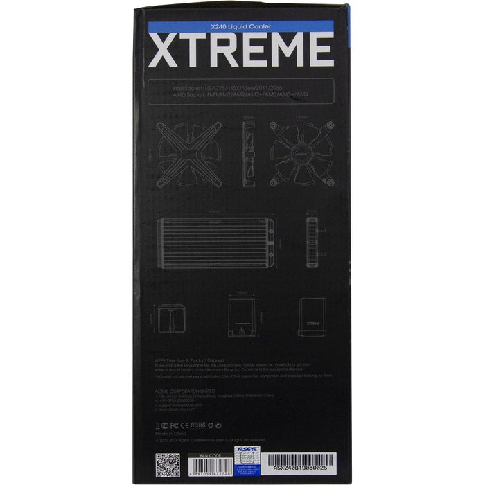 Alseye Alseye X240 Procesador Sistema De Refrigeración Líquida Todo En Uno Negro, Gris 1 Pieza(S), Refrigeración Por Agua Gris/Negro, Sistema De Refrigeración Líquida Todo En Uno, 95,65 M³/H, Negro, Gris