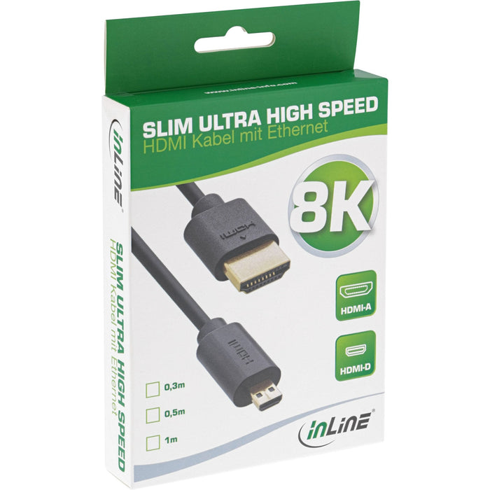 Inline Cable Slim Ultra High Speed Hdmi Am/Dm (Micro) 8k4k Negro 1m