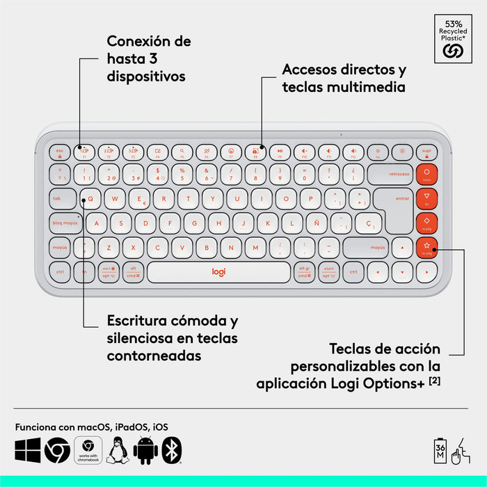 EAN 5099206127456 - Logitech 920-013069 teclado Universal Bluetooth QWERTY Español Blanco imagen 15