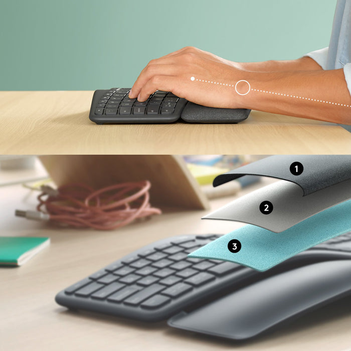 EAN 5099206094970 - Logitech ERGO K860 teclado Oficina RF Wireless + Bluetooth QWERTY Internacional de EE.UU. Grafito imagen 3