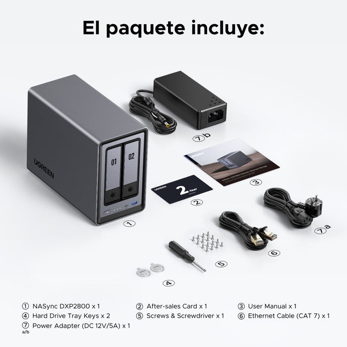 EAN 6941876223695 - Ugreen NASync DXP2800 NAS System 2-Bay Compacto Intel® N N100 8 GB DDR5 0 TB UGOS Pro Negro imagen 10