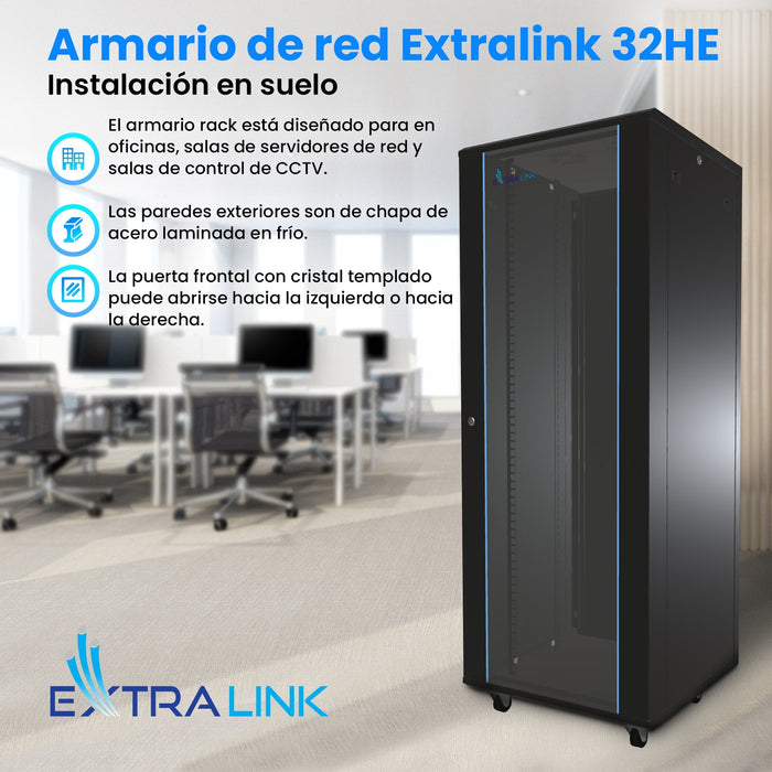 Armario Rack Extralink 32u 800x800 Negro