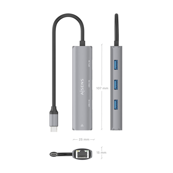 EAN 8435739904022 - AISENS ASUC-4P040-GR base para portátil y replicador de puertos Alámbrico USB 3.2 Gen 1 (3.1 Gen 1) Type- imagen 4