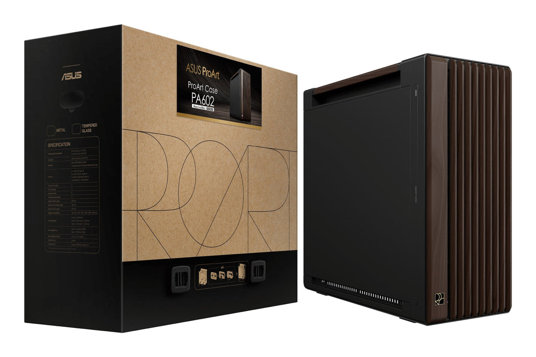 Caja  Pc Asus Geh Proart Pa602 Walnut Wood Metal Pwm Modern Negro