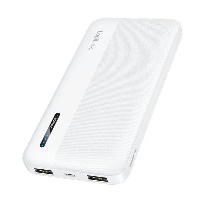 Logilink Mobile Power Bank, Lipo, 10.000 Mah, Usb-C In Out, Blanco
