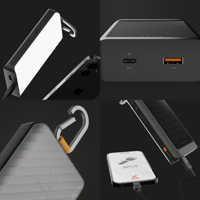 Xtorm Solar Powerbank 20w 10.000mah+Taschenlampe Schwarz