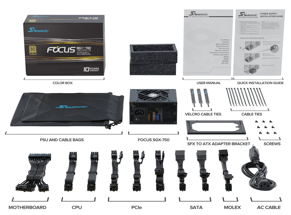 EAN 4711173877110 - Seasonic FOCUS SGX-750 (2021) unidad de fuente de alimentación 750 W 20+4 pin ATX SFX Negro imagen 7