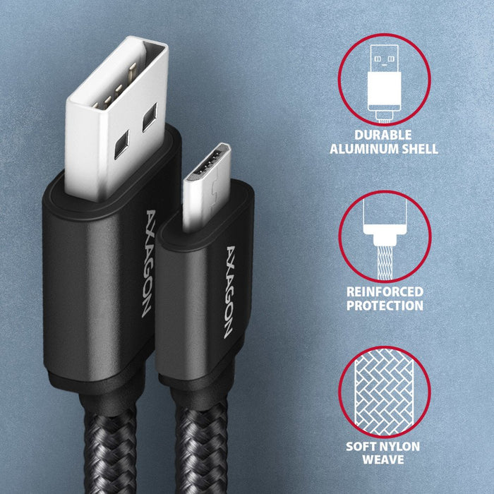 EAN 8595247905864 - Axagon BUMM-AM10TB cable USB USB 2.0 1 m Micro-USB B USB A Negro imagen 3